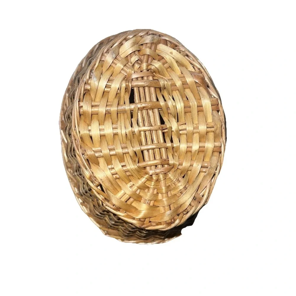 Vintage Hen On Nest Chicken Basket Woven Wood Wicker Rattan Farmhouse Decor 8